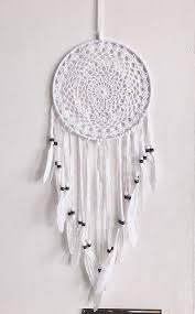 Black And White Dream Catcher Wall Art White Crochet Handmade Dreamcatcher Feathers Black Beads With Images Handmade Dreamcatcher Dream Catcher Crochet Wall Hangings