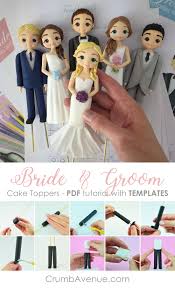 Bride Groom Cake Toppers Pdf Tutorial With Templates Etsy Wedding Cake Topper Polymer Clay Fondant Cake Tutorial Bride And Groom Cake Toppers