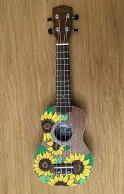 Hand Painted Ukulele Natural Sunflowers Ukulele Art Painted Ukulele Ukulele Design