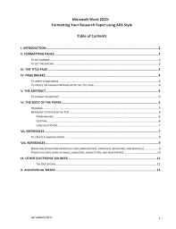 In can table apa a contents you use of format. Apa Format With Ms Word For Pc