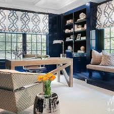 Create a home office with a desk that will suit your work style. Navy Blue Lacquered Office Design Ideas