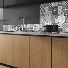 Credence De Cuisine Adhesive En Aluminium Carreaux De Ciment Gris Credence Cuisine Credence Alu Credence