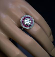 Art deco platinum ruby diamond ring. Art Deco 2 Carat Diamond Vintage Engagement Ring Antique Jewelry Vintage Rings Faberge Eggs