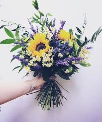 Mj S Happy Flower Sunflower Janet S Lavender Sunflower Wedding Bouquet Sunflower Bridal Bouquet Dried Flower Bouquet