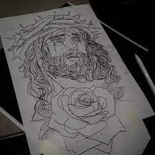 63 Likes 3 Comments Seba Stian Schillack Seba Tattoos On Instagram Prep Work For Tomorrows Appoi Jesus Tattoo Jesus Tattoo Design Chest Tattoo Stencils