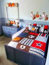 Vintage sports room.m's big boy room. A Red Blue Big Boy Sports Room My Room Sports Themed Bedroom Sports Themed Room Sports Room Decor