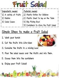 A Printable Recipe For A Fruit Salad It Is Suitable For Children From 3 Onwards I Did This Activity With A Fruit Salad Ingredients Fruit Salad Food Printables