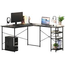 Best home office computer desk: Homcom L Shaped Home Office Desk Corner Pc Table Computer Workstation With Storage Shelf Cord Holes Black Best Buy Canada