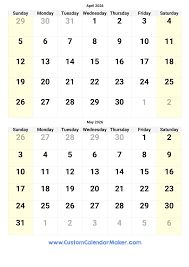 April and May 2026 Calendar | Custom Calendar Maker