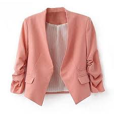 Mumujia Women S Folding Sleeve Lightweight Office Blazer Candy Color 15 Liked On Polyvore Featuri Blazer Jackets For Women Blazer And Shorts Blazer Jacket