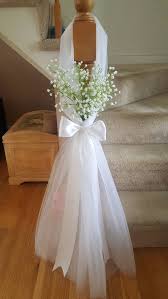Aisle Pew Decor Tulle And Baby S Breath Set Of 10 Etsy Wedding Chair Decorations Wedding Doors Church Wedding Decorations