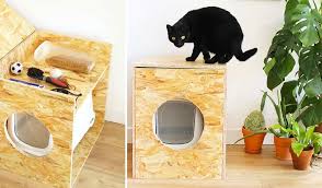 Diy Pour Fabriquer Une Jolie Maison De Toilette Pour Chat Avec Rangements 18h39 Fr Toilette Pour Chat Mobilier Pour Chien 18h39