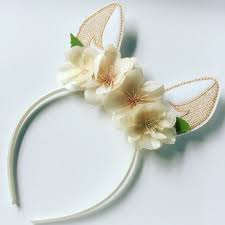 Brown animal ears (dog, monkey, bear). Llama Or Alpaca Ear Headband Natural Flower Crown Llama Etsy Lama Kostum Flamingo Kostum Geburtstag