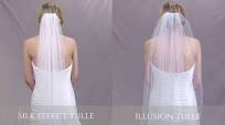 A side by side look at our Silk Effect tulle vs our Illusion tulle