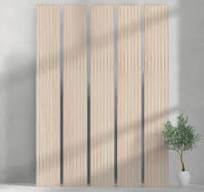 118" Tall ULTRALIGHT Flexible Lightweight White Oak Acoustic Wood Slat Wall  Panels with Grey Felt Backing