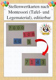 Stellenwertkarten Nach Montessori Von 0 9999 Tafel Und Legematerial Editierbar Unterrichtsmaterial Im Fach Mathematik Unterrichtsmaterial Karten Mathematik