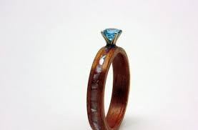 Handmade Wood Engagement Ring Hawaiian Koa And Topaz Wooden Rings Engagement Wood Engagement Ring Skull Engagement Ring