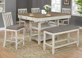 Buckland counter height dining table dining set in neutral style. Nina White Counter Height Dining Room Table 6pc Set Evansville Overstock Warehouse