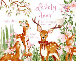 Baby Deer Clipart Pink Watercolor Deer Png Free Commercial Etsy Nursery Art Decor Nursery Art Clip Art