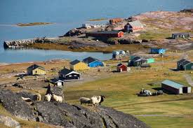 2 166 le groenland possède le plus grand fjord : Igaliku Groenland Bunte Haeuser Black Dots White Spots