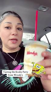 Tasting the Krabby Patty from Wendy’s, its good! The sauce reminds me of  the bic Mac. I like their 🍟 I did not like the pineapple Frosty is too  sweet. My burger has no onions and no pickles. #wendys ...