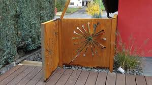 Paras Gartentor Corten Motiv Pusteblume Sichtschutzwande Toranlagen Cortenstahl