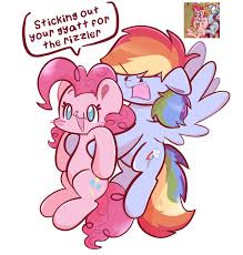 304969 - safe, artist:typhwosion, pinkie pie (mlp), rainbow dash (mlp),  earth pony, equine, fictional species, mammal, pegasus, pony, feral,  friendship is magic, hasbro, idw, my little pony, 2024, :3, cringe comedy,  disgusted,