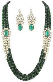 Indian Bollywood Fashionable Green Pearls 3 Line Double Kundan Brooch Exclusive Necklace Set Check T Bridal Jewelry Necklace Jewelry Set Bridal Necklace Set