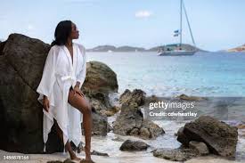 132 Woman In Robe At Beach Resort Stock ...