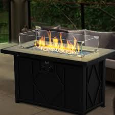 Check spelling or type a new query. Amazon Com Bali Outdoors Gas Fire Pit Table Wind Guard Clear Tempered Glass Flame Shield For Rectangular Outdoor Fire Pit 30 7 X 11 8 X 5 9 Inches Patio Lawn Garden