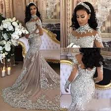 Free shipping, high quality, fast delivery, handmade dresses, custom make dresses, made to order dresses. 2017 Mermaid Sheer High Neck Backless Lace Wedding Dresses Illusion Long Sleeves Sweep Unusual Wedding Dresses Backless Lace Wedding Dress Dubai Wedding Dress