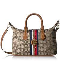 5 out of 5 stars. Tommy Hilfiger Handbag Jaden Satchel In Tan Dark Chocolate Brown Lyst