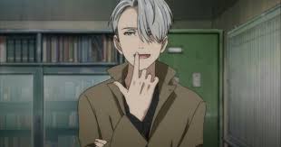 Can We Talk About How Whenever Victor Is Enthralled With Yuri He Always Touches His Finger To His Lips Face Skate This Way For More Yu Yuri On Ice Yuri Anime