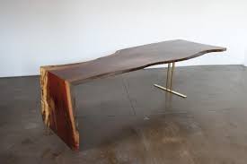 Custom Made Indonesian Ingas Live Edge Waterfall Dining Table W Bronze Leg Dining Table Dining Table Legs Table