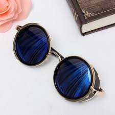 Unisexe Vintage Uv400 Lunettes De Soleil Steampunk Round Mirror Lens Lens Gozluk Gunes Gozlukleri Steampunk