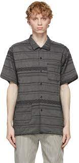 Grey Striped Camp Shirt By Engineered Garments On Sale
