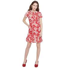 Scopri i nuovi arrivi di marina rinaldi: Buy Abiti Bella Women S Georgette Fit And Flare Dress In Red At Amazon In