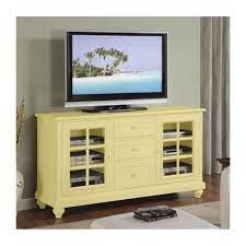 If you're looking for a contemporary design, there are floating tables. 1356a Riverside Furniture 60 In Tv Console Buttercup Yellow