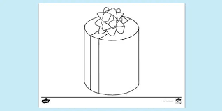 Empty cylinder coloring page from shapes category. Free Cylinder Present Colouring Colouring Sheets