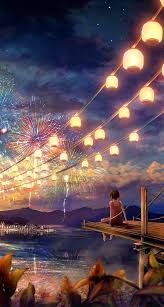Anime Art Beautiful Colorful Favorites Firework Iphone Lantern Magical Pretty Wallpaper First Set On Favim Com Anime Scenery Scenery Anime Wallpaper