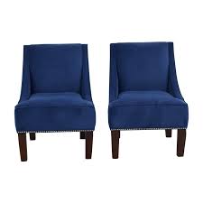 Jude white and brass chair. 67 Off Liza Navy Velvet Nailhead Winged Accent Chairs Chairs