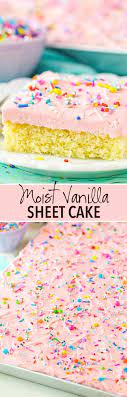 Add eggs one at a time until well combined. Vanilla Sheet Cake Recipe Best Vanilla Birthday Party Cake With Frosting
