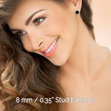 Black Onyx Earrings Studs in 14K Solid Gold