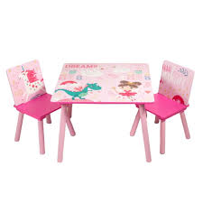 Journey 3 piece natural/white kids bookrack table and chair set. Home Canvas Kids Wooden Table Chair Set Unicorn Pink