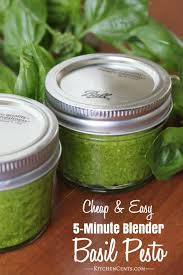 Easy 5 Minute Blender Basil Pesto Kitchen Cents Basil Pesto Pesto Canning Pesto