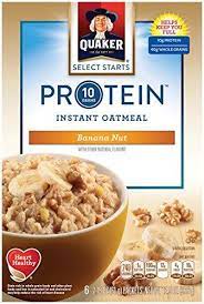 10 grams of protein per serving · made with hearthealthy 100% whole grain quaker® oats* · 41g whole grains per 61g serving · good source of fiber* · no artificial . Quaker Select Starts Protein Micro Havregryn Banan Nod Morgenmad 6 Nanutrade