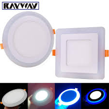 3 Model Round Square Blue White Double Color Led Panel Light 6w 9w 16w 24w Ac85 265v Recessed Led Ceiling Downlight Down Led Panel Light Led Panel Led Ceiling