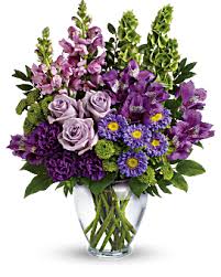 These playful purple roses, purple alstroemeria and purple purple flower arrangements are a unique and wonderful gift for birthdays, anniversaries or just because. Purple Flowers Elegant Purple Flower Arrangemens Teleflora