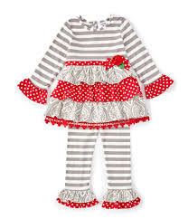 Counting Daisies Little Girls 2t 6x Mixed Media Fit And Flare Dress Striped Leggings Set Dillards