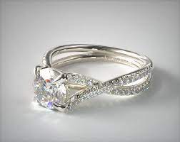 14k White Gold Twin Pave Cross Over Diamond Engagement Ring Engagement Rings Pave Engagement Ring Diamond Engagement